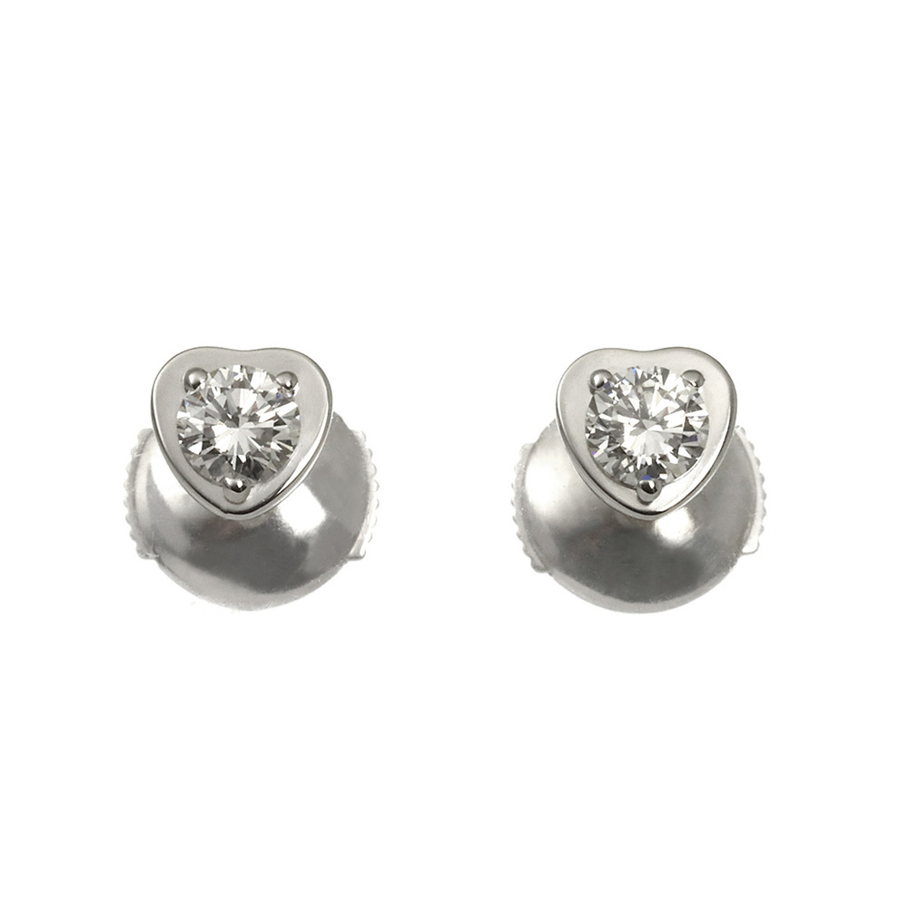 CARTIER 18k Silver Diamond Heart Earrings